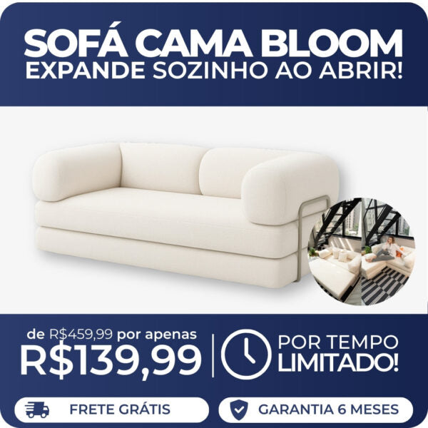 Sofá Cama Bloom Bouclé Linho (PROMOÇÃO) 
