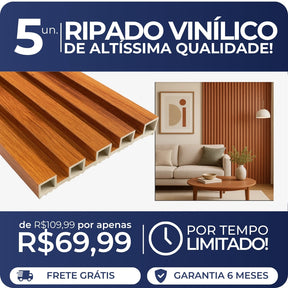 Kit 5 Painéis Ripados WPC Freijó 2,80m x 17cm – Interno e Externo (PROMOÇÃO) 